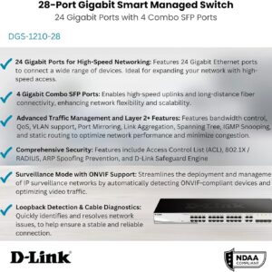 D-Link DGS-1210-28 28-Port Gigabit Smart Managed Switch Non-PoE