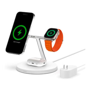 Belkin BOOST CHARGE PRO 3-in-1 15W Wireless Charger with 15W MagSafe for Apple White