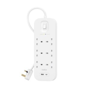 Belkin Power Strip Surge Protector 6 Output 650J 18W USB A+C