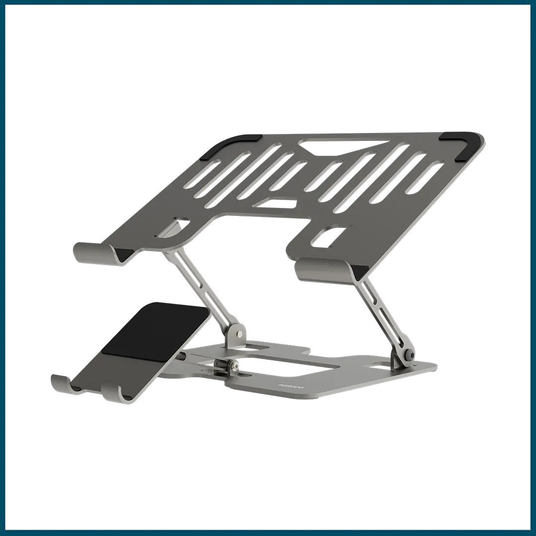 Porodo 2-in-1 Adjustable and Foldable Laptop with Phone Stand Silver