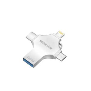Green Lion 4 in 1 USB Flash Drive 128GB Silver