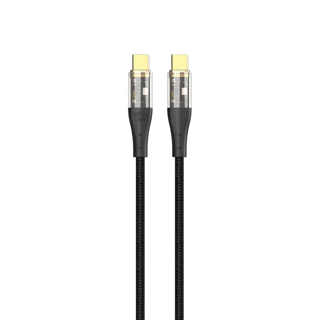 Green Lion Transparent Cable USB-C to USB-C Braided Black
