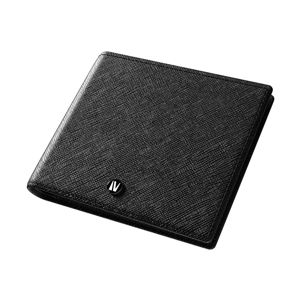 Levelo Billfold Mens Genuine Saffiano Wallet Black