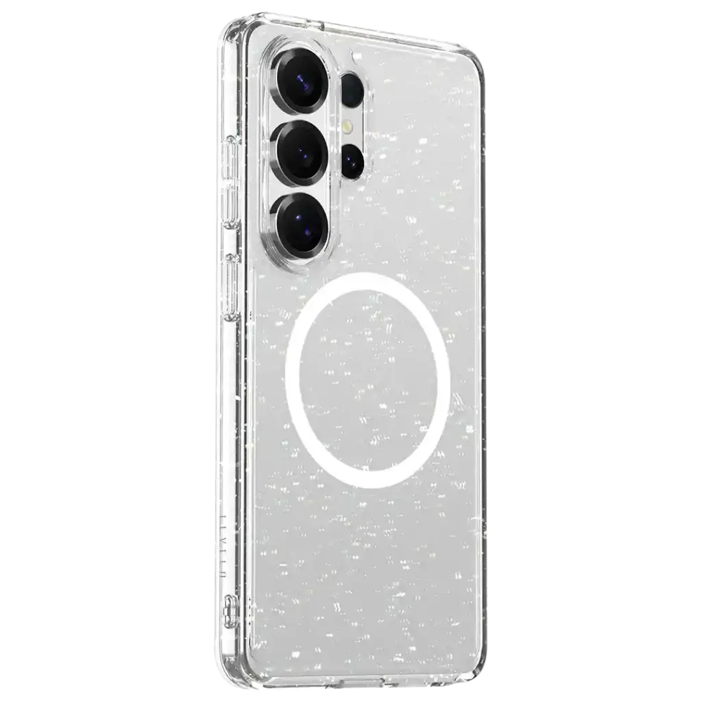 Levelo Clara MagSafe Glitter TPU PC Case For Samsung S26 Ultra Transparent