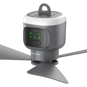 Porodo Lifestyle Camping Rechargeable Ceiling Fan with Smart Display Panel Gray