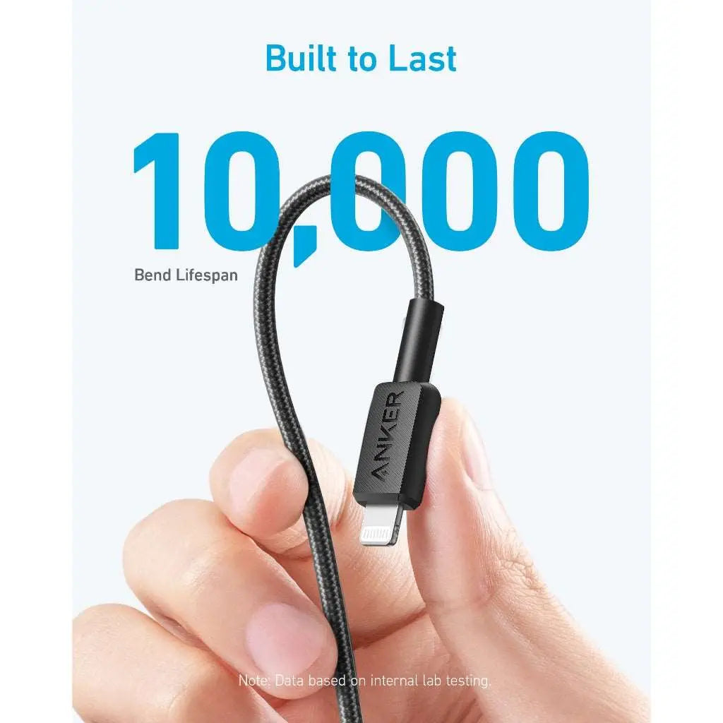 Anker 322 USB-C to Lightning Cable (3ft Braided) White - Image 3